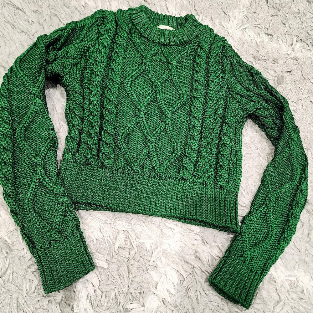 NWOT Green Mango Cableknit Sweater